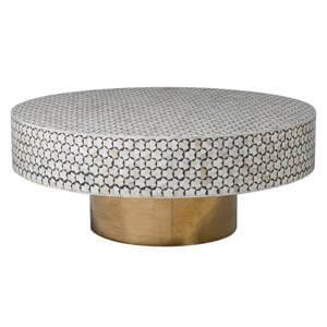 Eclectic Bone Inlay Round Coffee Table